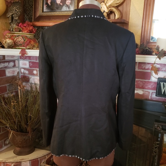MARY MCFADDEN EMBROIDERED BLACK BLAZER 10 - Picture 6 of 8